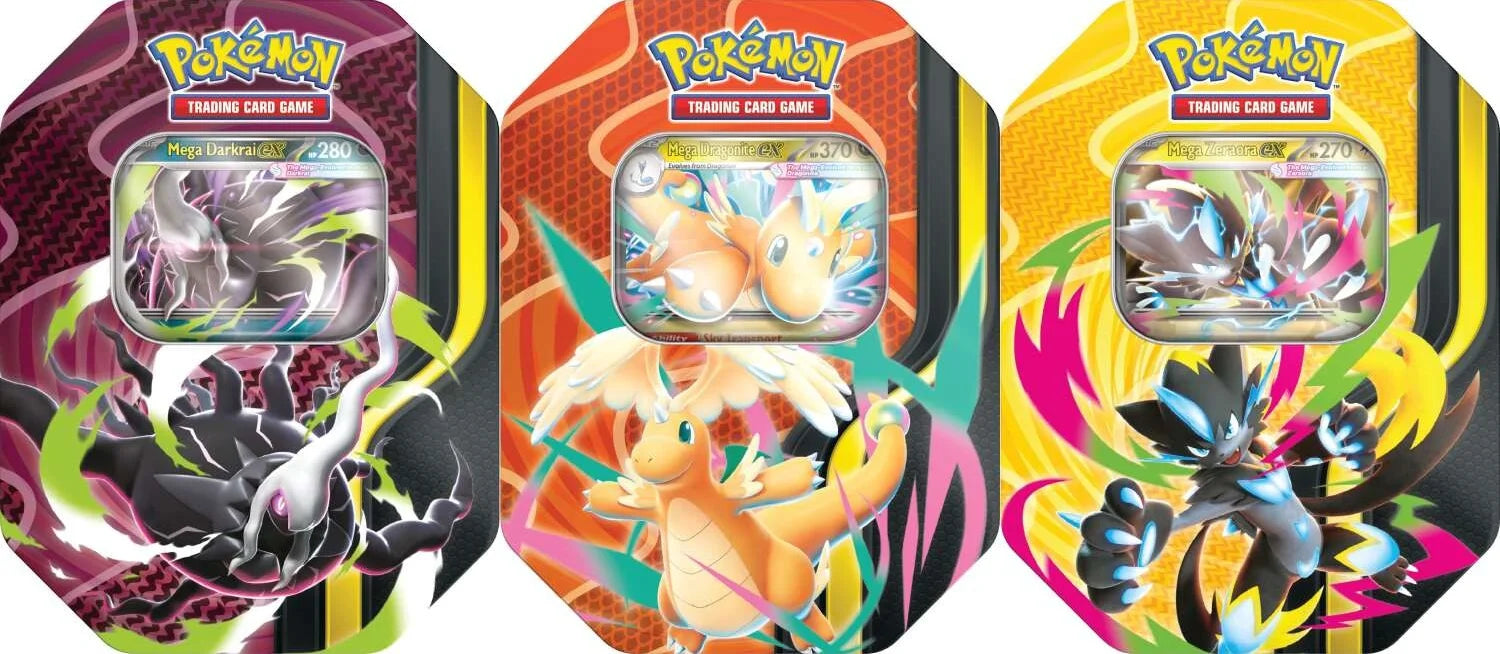 (Preorder) Pokémon TCG - Mega Evolution - Mega Forces Tin Sealed Case of 6 (Release Date: August 28th 2026)