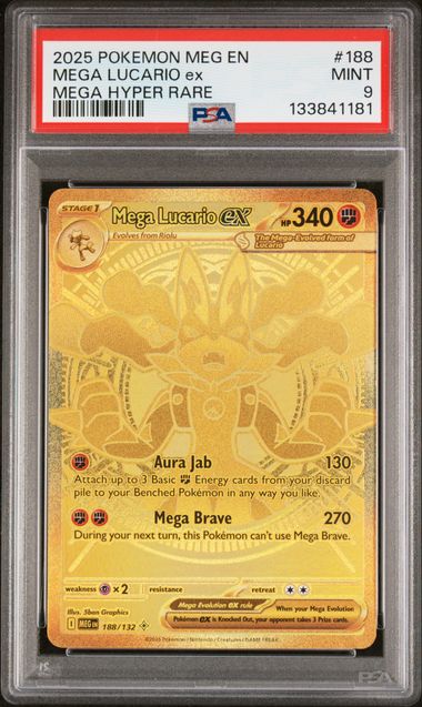 PSA 9 - 2025 POKEMON MEG EN-MEGA EVOLUTION #188 MEGA LUCARIO ex MEGA HYPER RARE